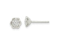 FJC Finejewelers 925 Sterling Silver Button Polished Floral CZ Post Earrings 7 x 6 mm