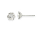 FJC Finejewelers 925 Sterling Silver Button Polished Floral CZ Post Earrings 7 x 6 mm
