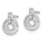 FJC Finejewelers 925 Sterling Silver Button Rhodium Plated Polished CZ Circles Post Earrings 10 x 7 mm