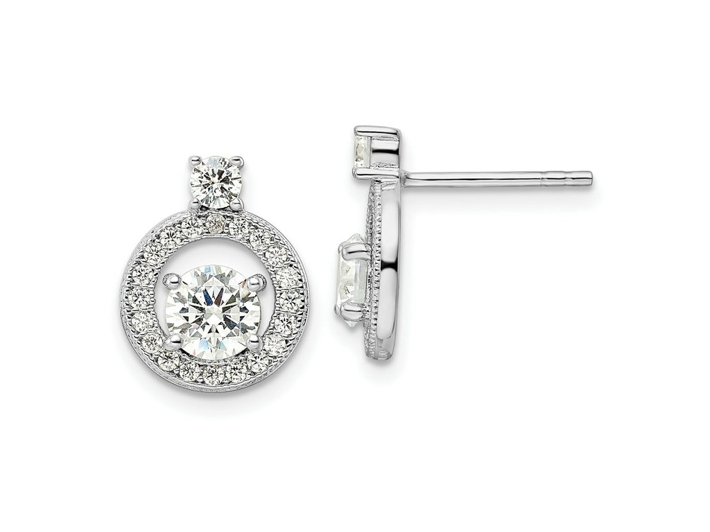 FJC Finejewelers 925 Sterling Silver Button  Polished CZ Halo Circle Post Earrings 14 x 11 mm
