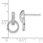FJC Finejewelers 925 Sterling Silver Rhodium Plated Polished CZ Circle Post Dangle Earrings 15 x 9 mm