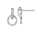 FJC Finejewelers 925 Sterling Silver Rhodium Plated Polished CZ Circle Post Dangle Earrings 15 x 9 mm