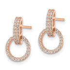 FJC Finejewelers 925 Sterling Silver Rose-tone Polished CZ Circle Post Dangle Earrings 15 x 9 mm