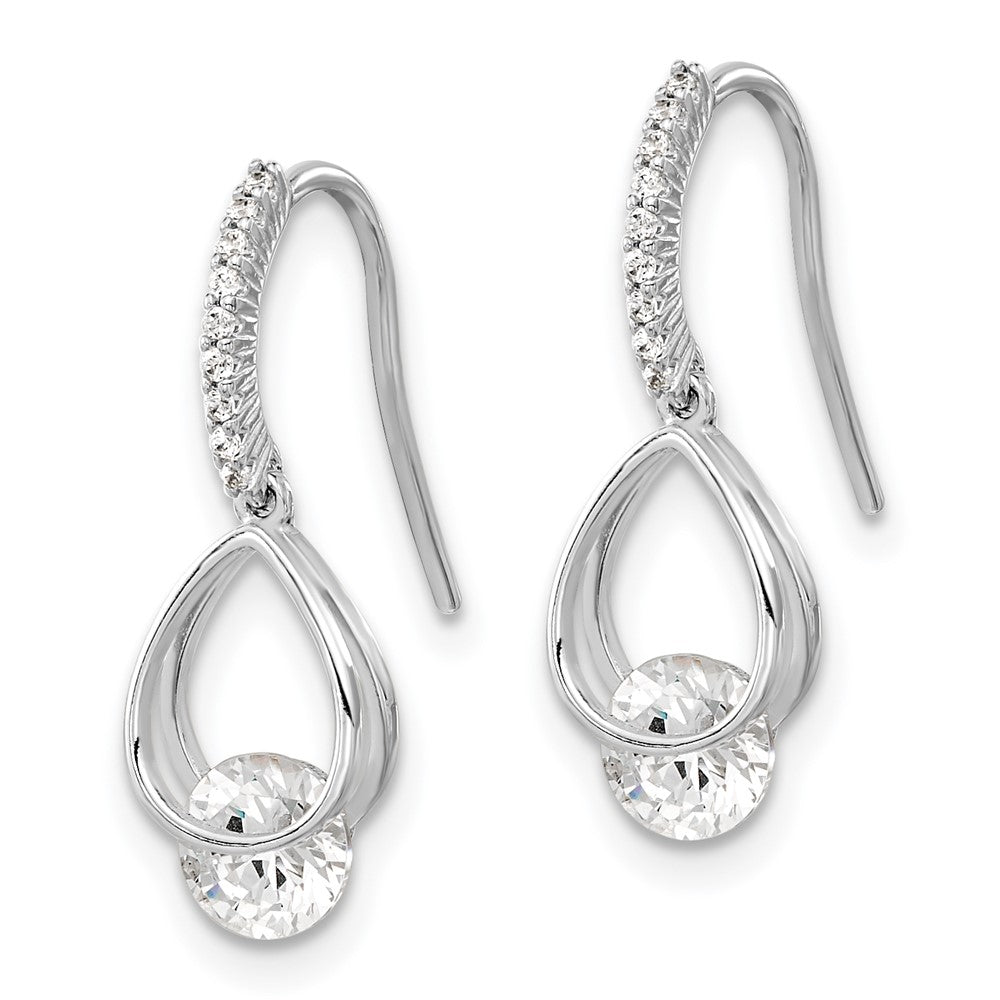 FJC Finejewelers 925 Sterling Silver Rhodium Plated Polished Fancy CZ Dangle Earrings 18 x 6 mm