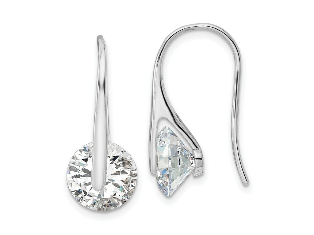 FJC Finejewelers 925 Sterling Silver Rhodium Plated Polished Round CZ Dangle Earrings 24 x 10 mm