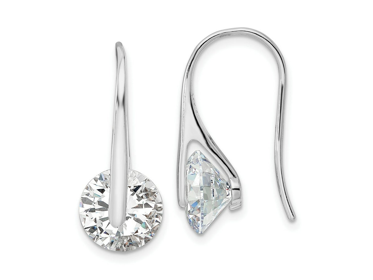 FJC Finejewelers 925 Sterling Silver Rhodium Plated Polished Round CZ Dangle Earrings 24 x 10 mm