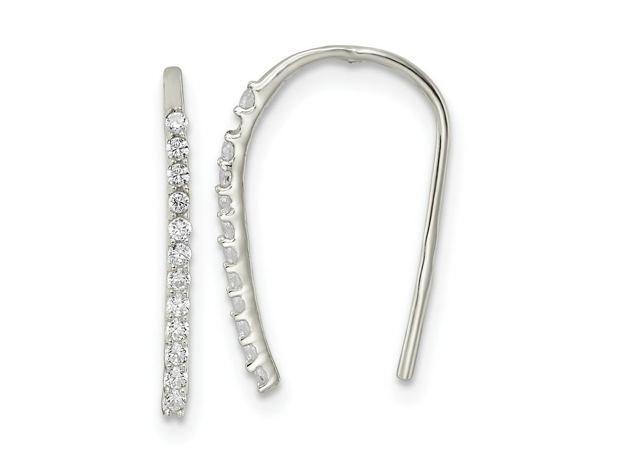 FJC Finejewelers 925 Sterling Silver Dangle Polished CZ Threader Earrings 17 x 1 mm