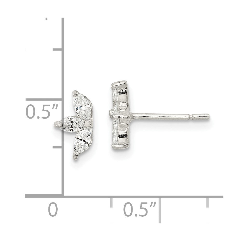 FJC Finejewelers 925 Sterling Silver Button Polished Marquise CZ Flower Post Earrings 8 x 5 mm
