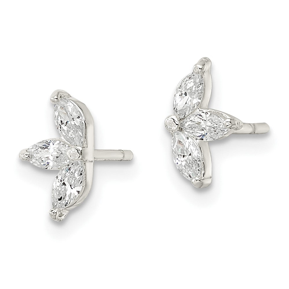 FJC Finejewelers 925 Sterling Silver Button Polished Marquise CZ Flower Post Earrings 8 x 5 mm