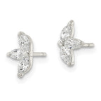 FJC Finejewelers 925 Sterling Silver Button Polished Marquise CZ Flower Post Earrings 8 x 5 mm