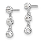 FJC Finejewelers 925 Sterling Silver Rhodium Plated Polished Three CZ Post Dangle Earrings 15 x 3 mm