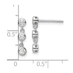 FJC Finejewelers 925 Sterling Silver Rhodium Plated Polished Three CZ Post Dangle Earrings 15 x 3 mm