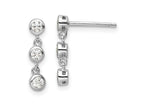 FJC Finejewelers 925 Sterling Silver Rhodium Plated Polished Three CZ Post Dangle Earrings 15 x 3 mm