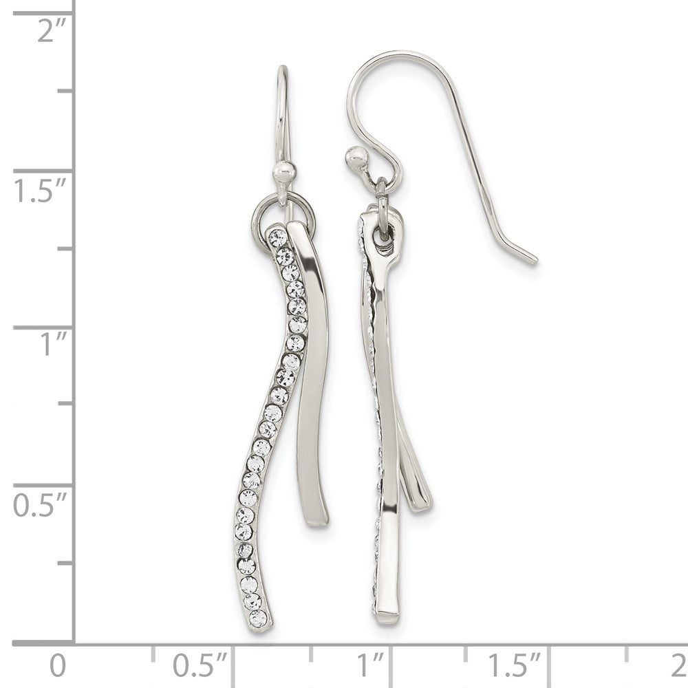 FJC Finejewelers 925 Sterling Silver Polished CZ Wavy Bar Dangle Shephard Hook Earrings 42 x 8 mm
