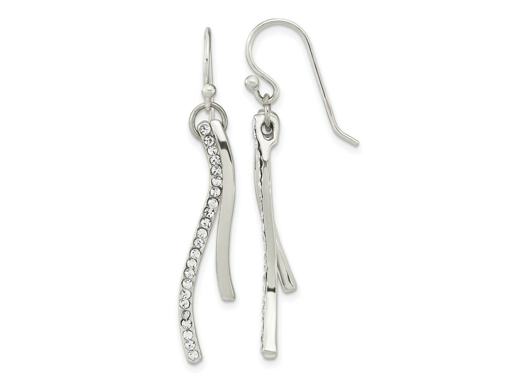FJC Finejewelers 925 Sterling Silver Polished CZ Wavy Bar Dangle Shephard Hook Earrings 42 x 8 mm