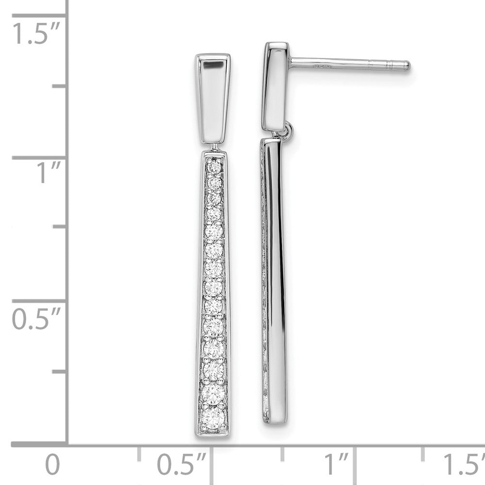 FJC Finejewelers 925 Sterling Silver Rhodium Plated Polished CZ Tapered Post Dangle Earrings 33 x 3 mm