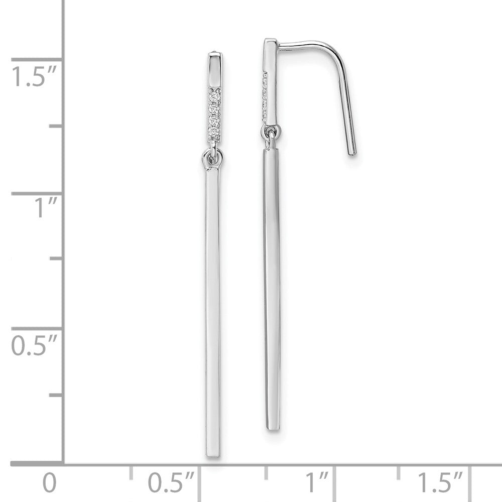 FJC Finejewelers 925 Sterling Silver Rhodium Plated Polished CZ Bar Dangle Earrings 37 x 1 mm
