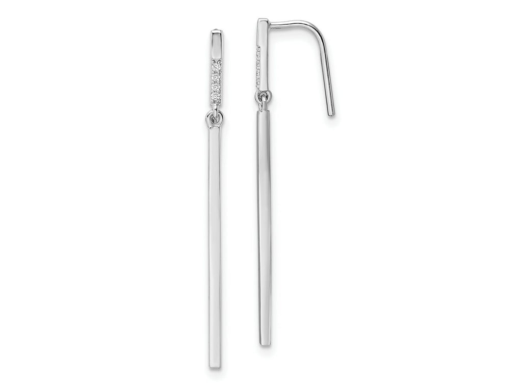 FJC Finejewelers 925 Sterling Silver Rhodium Plated Polished CZ Bar Dangle Earrings 37 x 1 mm