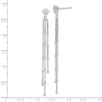 FJC Finejewelers 925 Sterling Silver Polished CZ and Beaded Chain Post Dangle Earrings 72 x 5 mm