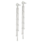FJC Finejewelers 925 Sterling Silver Polished CZ and Beaded Chain Post Dangle Earrings 72 x 5 mm