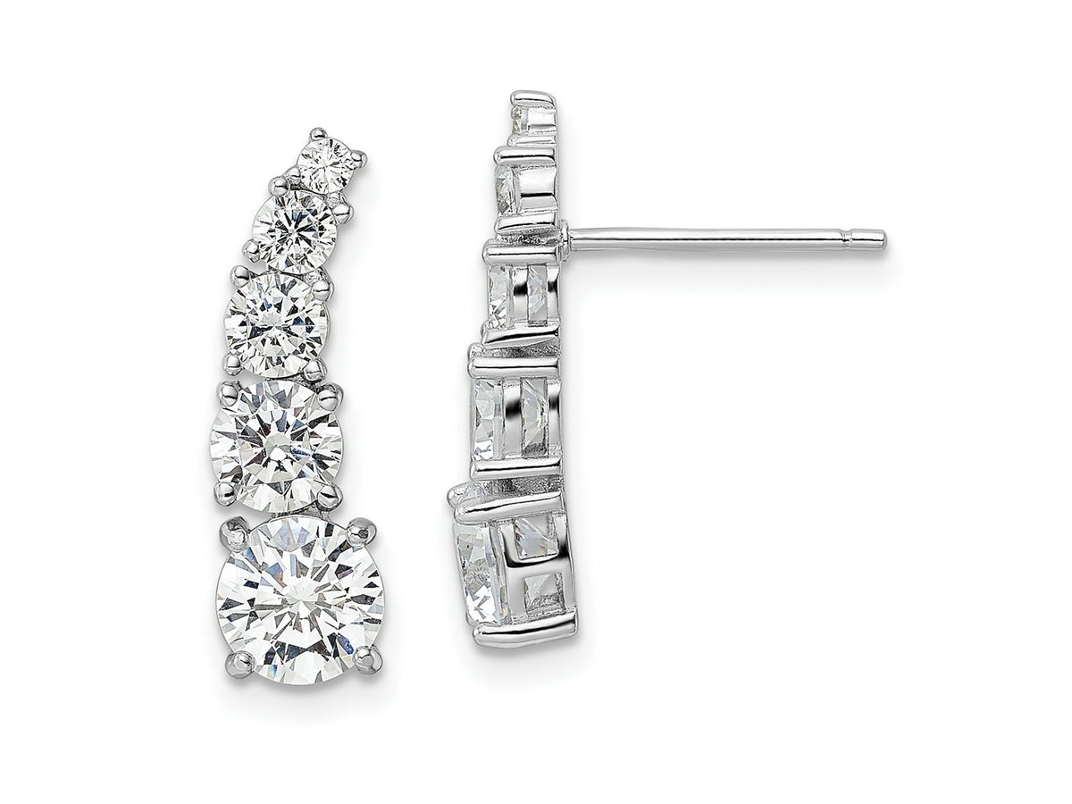FJC Finejewelers 925 Sterling Silver Dangle  Polished Graduated CZ Post Earrings 20 x 2 mm (range)