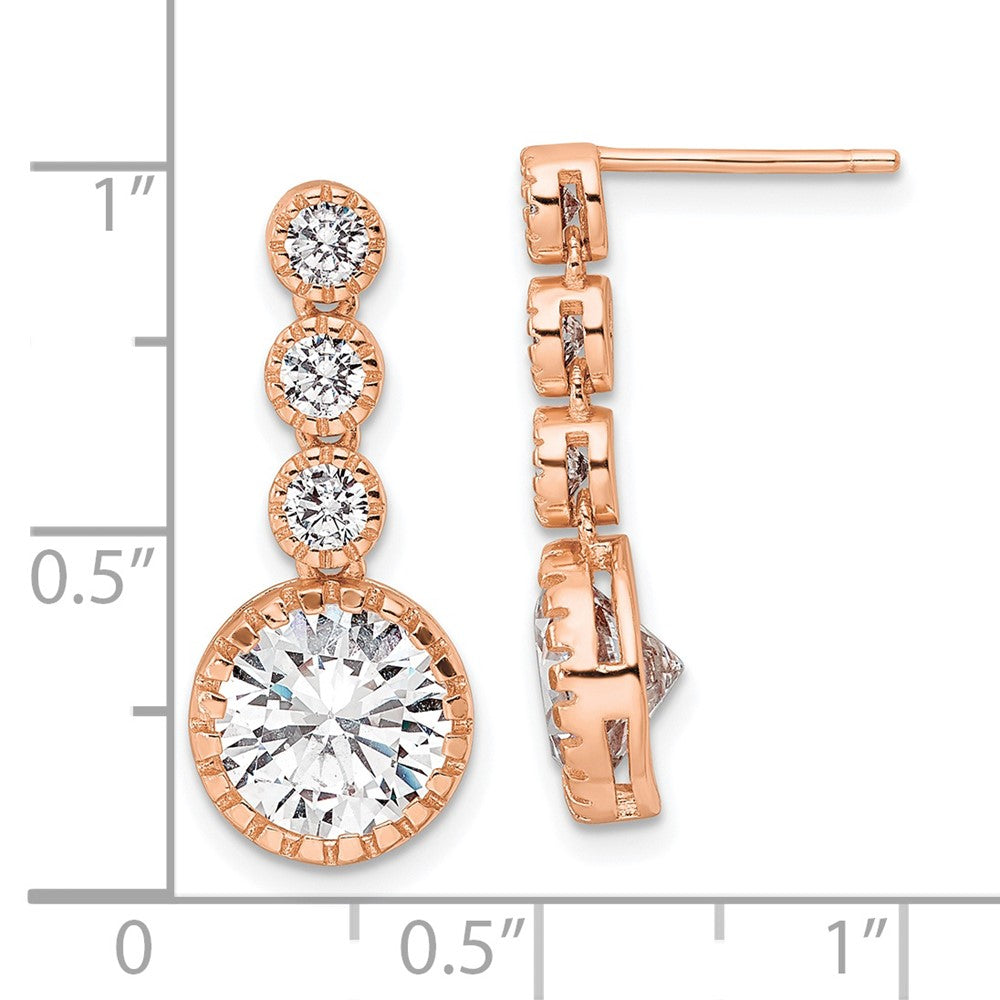 FJC Finejewelers 925 Sterling Silver Rose-tone Polished Round CZ Post Dangle Earrings 22 x 4 mm (range)