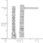 FJC Finejewelers 925 Sterling Silver Rhodium Plated Polished CZ Post Dangle Earrings 26 x 3 mm (range)