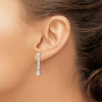 FJC Finejewelers 925 Sterling Silver Rhodium Plated Polished CZ Post Dangle Earrings 26 x 3 mm (range)