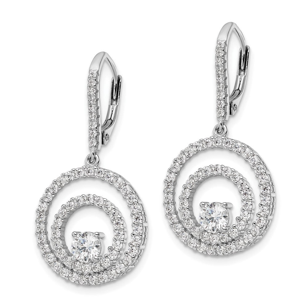 FJC Finejewelers 925 Sterling Silver Dangle  Polished CZ Circles Leverback Earrings 34 x 16 mm