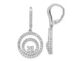 FJC Finejewelers 925 Sterling Silver Dangle  Polished CZ Circles Leverback Earrings 34 x 16 mm