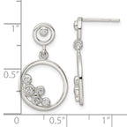 FJC Finejewelers 925 Sterling Silver Polished CZ Circle Dangle Post Earrings 24 x 13 mm