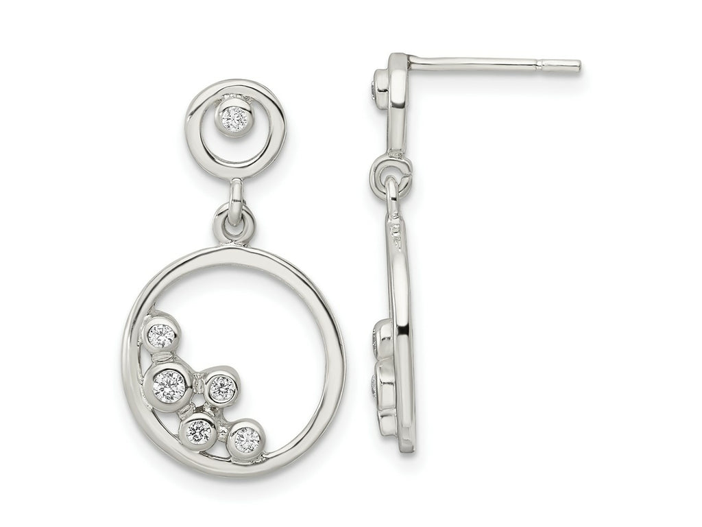FJC Finejewelers 925 Sterling Silver Polished CZ Circle Dangle Post Earrings 24 x 13 mm