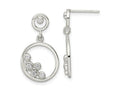 FJC Finejewelers 925 Sterling Silver Polished CZ Circle Dangle Post Earrings 24 x 13 mm