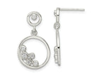 FJC Finejewelers 925 Sterling Silver Polished CZ Circle Dangle Post Earrings 24 x 13 mm
