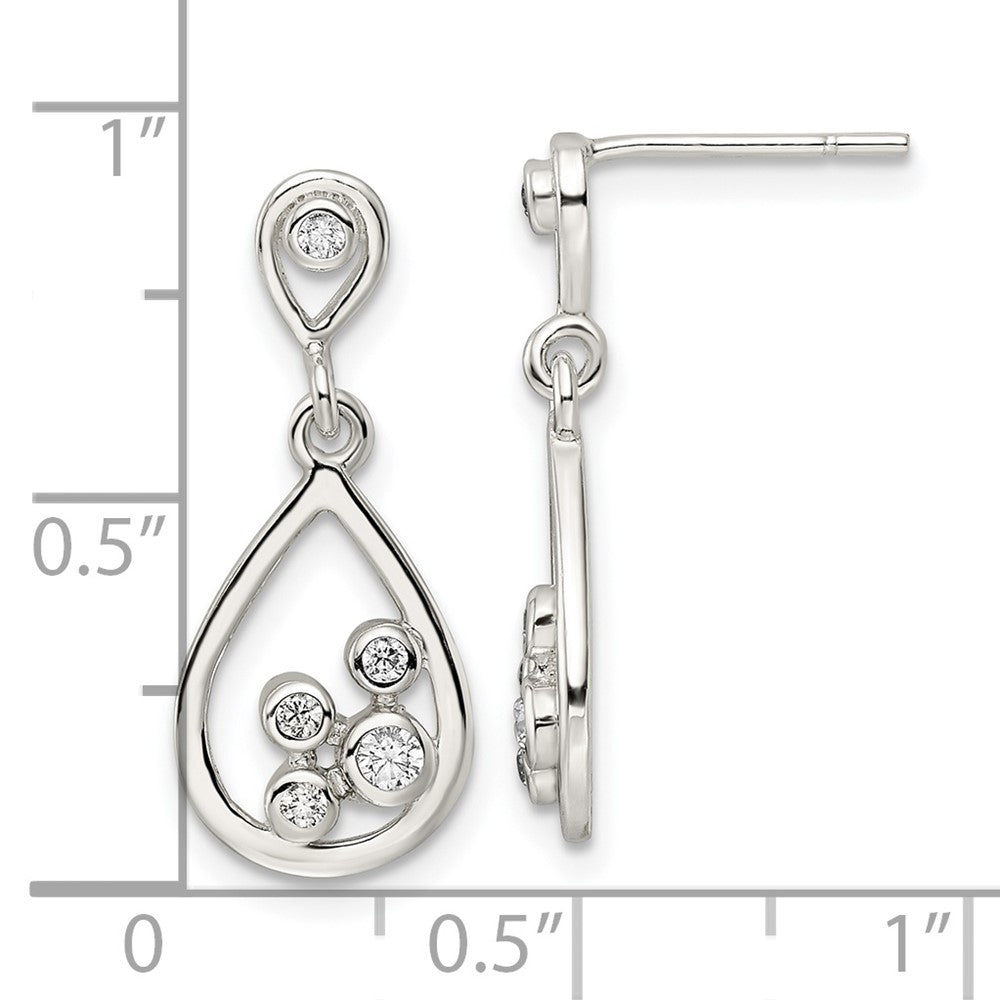 FJC Finejewelers 925 Sterling Silver Polished CZ Teardrop Dangle Post Earrings 23 x 9 mm