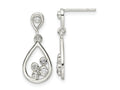 FJC Finejewelers 925 Sterling Silver Polished CZ Teardrop Dangle Post Earrings 23 x 9 mm