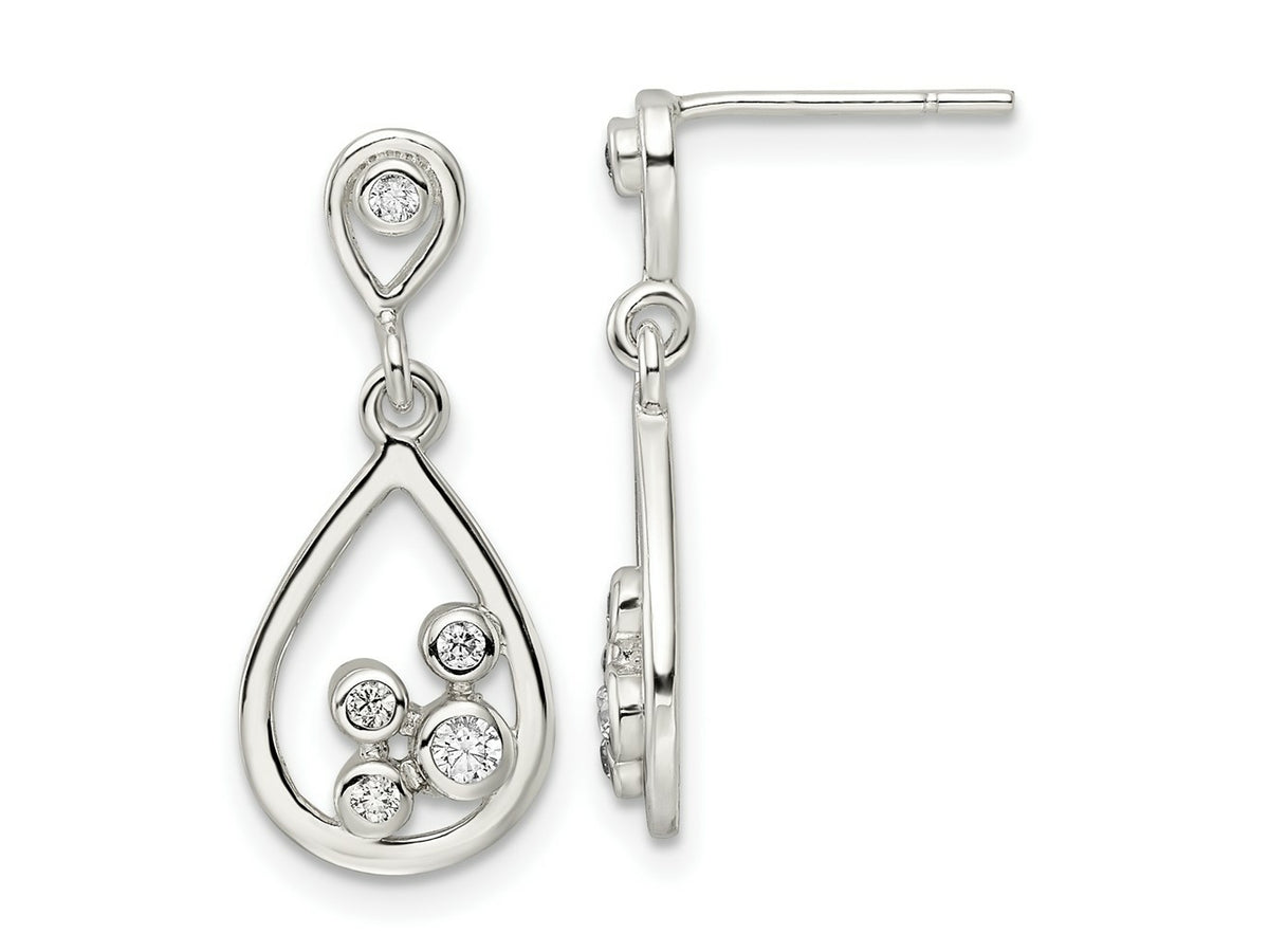 FJC Finejewelers 925 Sterling Silver Polished CZ Teardrop Dangle Post Earrings 23 x 9 mm