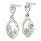 FJC Finejewelers 925 Sterling Silver Polished CZ Oval Dangle Post Earrings 24 x 9 mm