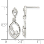 FJC Finejewelers 925 Sterling Silver Polished CZ Oval Dangle Post Earrings 24 x 9 mm