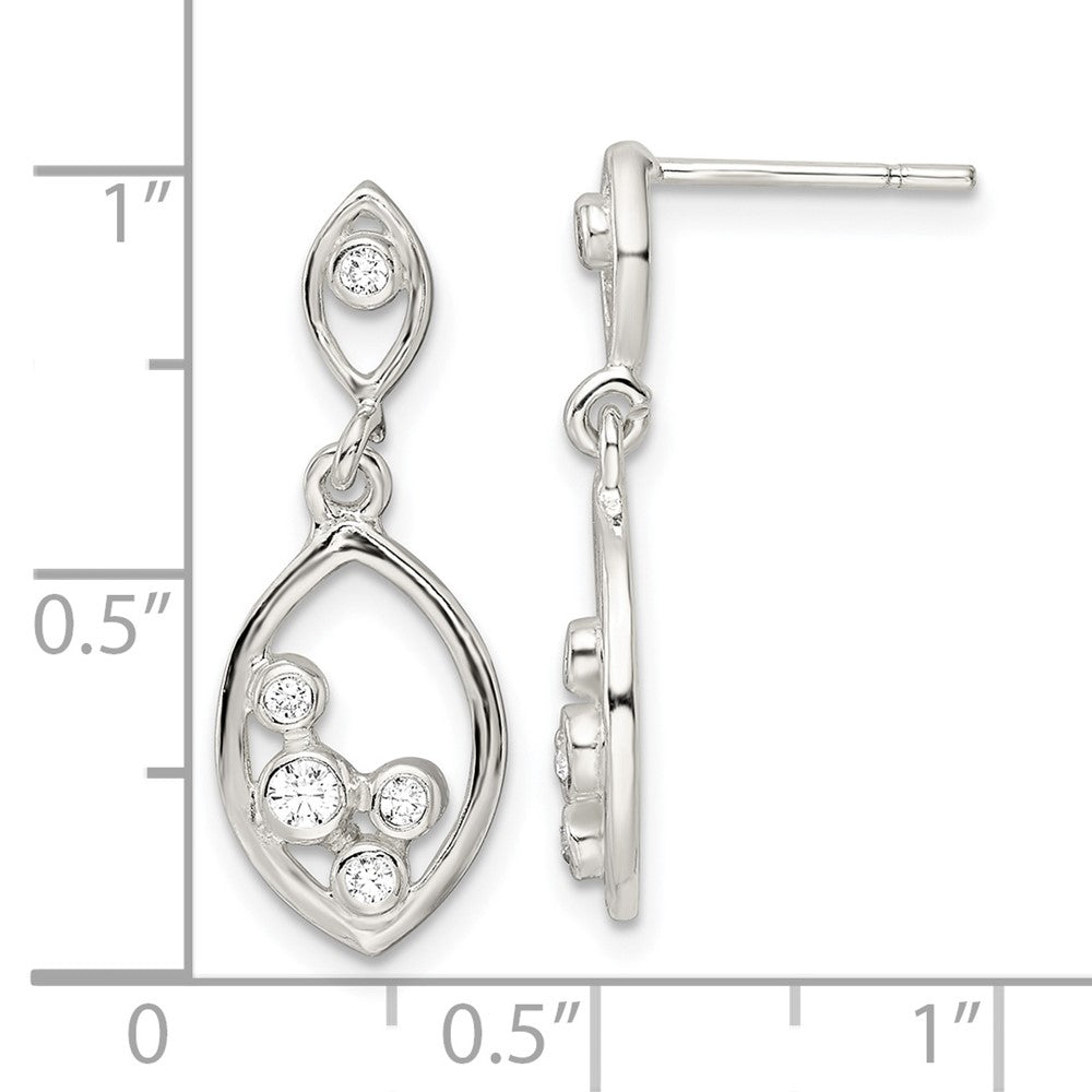 FJC Finejewelers 925 Sterling Silver Polished CZ Oval Dangle Post Earrings 24 x 9 mm