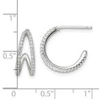 FJC Finejewelers 925 Sterling Silver Polished Rhodium Plated CZ Post Hoop Earrings 16 x 15 mm