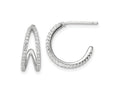 FJC Finejewelers 925 Sterling Silver Polished Rhodium Plated CZ Post Hoop Earrings 16 x 15 mm