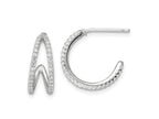 FJC Finejewelers 925 Sterling Silver Polished Rhodium Plated CZ Post Hoop Earrings 16 x 15 mm