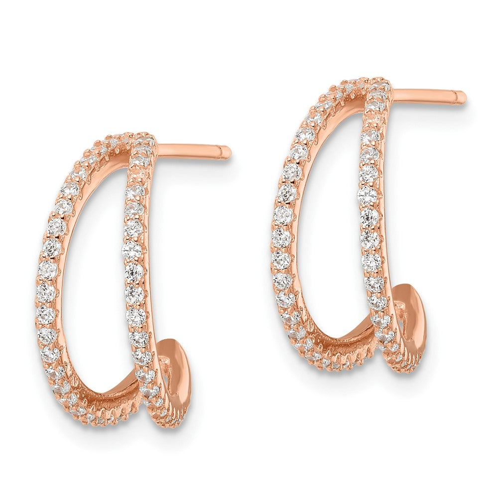 FJC Finejewelers 925 Sterling Silver Polished Rose-tone CZ Post Hoop Earrings 16 x 15 mm