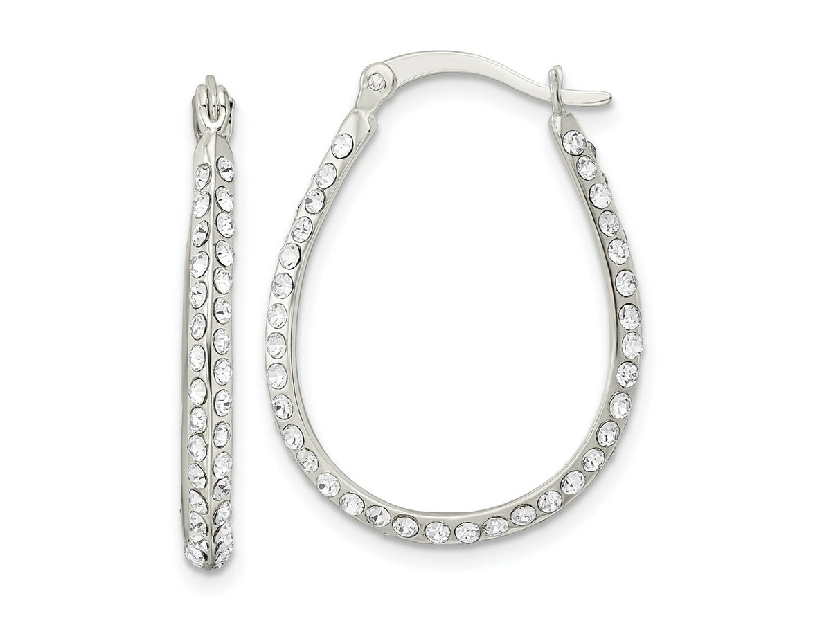 FJC Finejewelers 925 Sterling Silver CZ Oval Hoop Earrings 27 x 20 mm