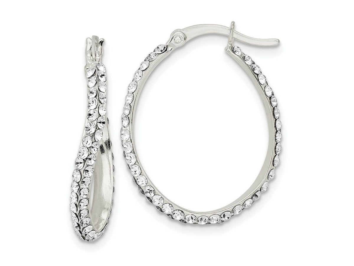 FJC Finejewelers 925 Sterling Silver CZ Oval Hoop Earrings 26 x 20 mm