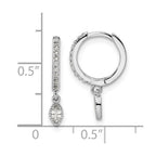 FJC Finejewelers 925 Sterling Silver Dangle Rhodium Plated Polished CZ Hinged Hoop Earrings 18 x 11 mm