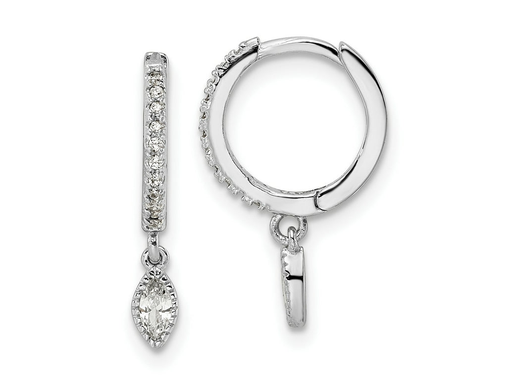 FJC Finejewelers 925 Sterling Silver Dangle Rhodium Plated Polished CZ Hinged Hoop Earrings 18 x 11 mm