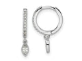 FJC Finejewelers 925 Sterling Silver Dangle Rhodium Plated Polished CZ Hinged Hoop Earrings 18 x 11 mm