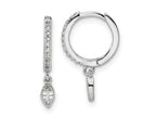 FJC Finejewelers 925 Sterling Silver Dangle Rhodium Plated Polished CZ Hinged Hoop Earrings 18 x 11 mm